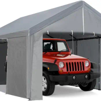 Carport Canopy 10x20 Heavy Duty, Portable Garage All Weather, Car Tent with Sidewalls &amp; Doors Removable, Car Canopy for SUV &amp; Bo