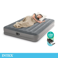 【INTEX】雙層雙人加大充氣床-寬152cm USB電源 內建電動幫浦 (64114)_限時團購