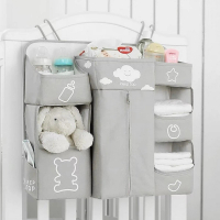 嬰兒床收納袋 床邊床掛袋(大容量置物 尿布多用途收納袋)