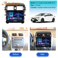 For Toyota Corolla 2006-2013 Car Radio Multimedia Player GPS Navi CarPlay 11.8 Inch 2K QLED Screen 2000*1200 Carline Head Unit