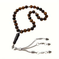 New style 1pc Women's Hot Selling Classic Middle East 33pcs Tiger Eye Stone Muslim Prayer Beads Brac