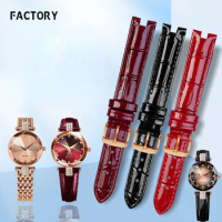 Genuine Leather Watch Strap for JOWISSA Women's J5.624/J5.634 Concave-Convex Bright Leather Watch Band