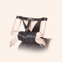 Leather Bondage Handcuffs Armbinder Restraint Arms Behind Back Straitjacket Lockable Handcuffs Fetish Sex Toys For Couples