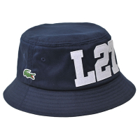 LACOSTE L27品牌鱷魚刺繡LOGO圖騰漁夫帽(深藍)