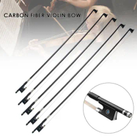 4/4 Carbon Fiber Violin Bow Black Carbon Bow Full Size Violin Bow Arco Ebony Frog 4/4 3/4 1/2 1/4 1/8 With PVC Pipe Protecting