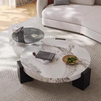 Italian Modern Coffee Table Living Room Bedroom Unique Coffee Table Platform Sofa Nordic Round Topper Set Luxury Sehpa Furniture