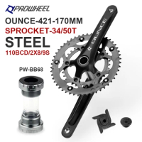 Prowheel Ounce-421 110BCD 170MM 34/50t Road Bike Crankset Crank BB68 BB86 Hollow One Ultra Light Suitable For 8/9/10 Speed