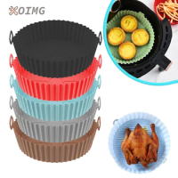 OIMG Kitchen Accessories Air Fryers Oven Baking Tray Fried Chicken Basket Mat AirFryer Silicone Pot Round Replacemen Grill Pan