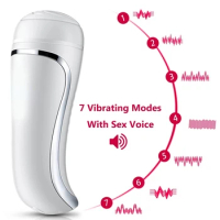 Male Masturbator Cup 7 Speeds Vibrator Interactive Sexy Voice Vagina Real Pussy Aircraft Cup Sex Toys For Men Endurance Exercise
