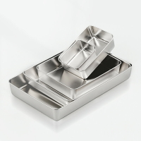 不銹鋼方盤平底盤托盤長方形帶蓋家用商用盤子蒸糕阿膠盤烘焙烤盤