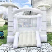 Pure White Inflatable Wedding Bouncy Valentine's Day Coconut Tree Bouncer/Trampoline for Kids Fun or Commercial Rental