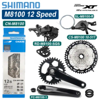 Shimano Deore XT M8100 12S Groupset MTB Derailleur Shifter 12V Cassette Bicycle K7 12 Speed FC-M8100 Crankset Bicycle Chain