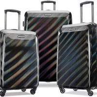 American Tourister Moonlight Hardside Expandable Luggage with Spinner Wheels, Iridescent Black, 3-Piece Set (21/24/28)