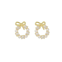 Anting-Anting Lingkaran Hiasan Crystal & Mutiara S925 Anti Karat Aksesoris Wanita Korea Style Fashio