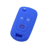 Silicone Cover Protector Case Skin Jacket fit for OPEL VAUXHALL Vectra Signum 3 Button Flip Remote Key Fob Deep Blue
