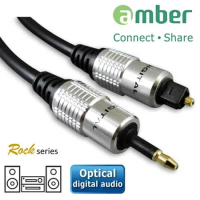amber [Rock 系列] S/PDIF Optical Digital Audio Cable(光纖數位音 訊傳輸線), mini Toslink (3.5mm) 對Toslink-【1M】