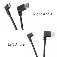 1M 90 Degree Left Right Angle USB 3.0 Type-A Male to USB 3.1 Type-C Elbow Male USB Data Sync Charge Cable for Xiaomi 4C/5 Huawei