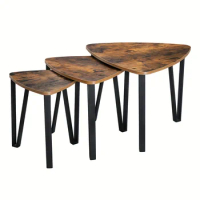 Nesting Coffee Tables, End Tables Set of 3 for Living Room Bedroom, Industrial Small Stacking Side Tables with Metal Frame for