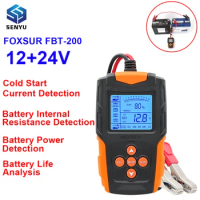 FOXSUR FBT200 12V 24V Smart Car Battery Tester for Wet/GEL/SLA/Flooded/EFB/Lead-Acid/AGM Multi Battery Digital Analyzer Tools