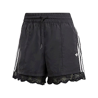 Adidas 3 Stripe Short II5605 女 短褲 亞洲版 運動 休閒 三葉草 蕾絲花邊 黑白