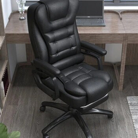 Black Recliner Ergonomic Office Chair Massage Salon Modern Comfy Chair Leather Office Study Comfy Computer Gamer Furniture