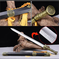 Traditonal Chinese Kungfu Battle Sword, Han Dynasty jian, Handmade Metal Handle and Stainless Blade, Medium Style