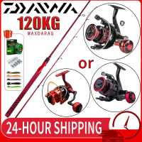 2025 New Daiwa  certate fishing rod set daiwa merah spining rod Gelendong pancing merah berkualiti t