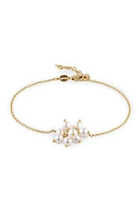 Elli Jewelry Gelang Wanita Perak 925 Lapis Emas Mutiara Putih Mewah Timeless