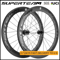 SUPERTEAM CLASSIC WHEELS 60mm Carbon Disc Brake Wheelset Thru Axle Bicycle Wheels