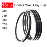18 Inch Small Wheel Bike Rims Double Layer Aluminum Alloy Bicycle CNC Rims 20/24/28/32/36 Hole A/V Valve Black Can Customized