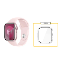 Apple Watch S9 41mm GPS 粉紅色 橡膠錶帶S/M＋保護殼