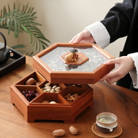 實木干果盤新年中式堅果盤零食收納盒客廳分隔瓜子茶點盤糖果盒
