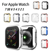 Full Protective Case for Apple Watch Series 7 SE 6 5 4 3 2 1 Soft Cover Bumper Screen for iWatch 7 44mm 40mm 45mm 41mm 42mm 38mm
