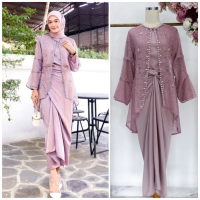 One Set Clarissa Outer Brukat Premium Setelan Kondangan Rok Lilit Satin Free Outer Premium Maxmara D