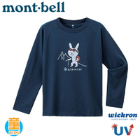 【Mont-Bell 日本 童 Wickron T恤 Alpinist 登山兔長袖排T《藍》】1114319/t恤/抗UV