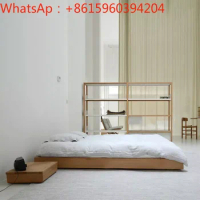 Customized bed Nordic Japanese style solid wood tatami oak homestay floor loft low no stead customizable