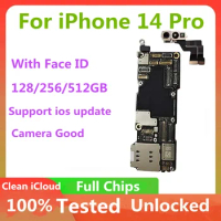 Mainboard Logic Board Tested For iPhone 14 Pro Motherboard with Face ID Unlocked Free iCloud Logic main board Full Chips Plate