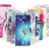 300pcs/Lot 3D Painted Patterns Flip Wallet PU Leather Phone Case For Samsung Galaxy S8 S9 S10e Note 10 Plus A10E A20E M10 A70S