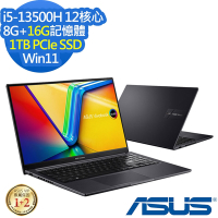 ASUS X1505VA 15.6吋效能筆電 (i5-13500H/8G+16G/1TB PCIe SSD/Vivobook 15 OLED/搖滾黑/特仕版)