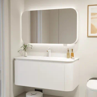 Bathroom cabinet integrated basin ceramic solid wood Clinique smart mirror 80cm bathroom washstand basin cabinet combination