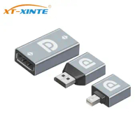 XT-XINTE 8K DisplayPort Converter Adapter DP1.4 to DP / Mini DP Aluminum Connector 8K@60Hz Video for PC Laptop Monitor Projector