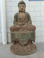 木雕佛像造像擺飾，彩繪工藝，釋迦牟尼佛，高83厘米