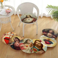 Sacred Heart Of Jesus Art Prints European Seat Pad Household Cushion Soft Plush Chair Mat Winter Office Bar Stool Seat Mat
