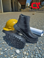 Sepatu Boots Zippers Pria Safety Kickers Predator Kulit Asli Resleting Ujung Besi Sepatu Tracking, S