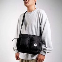 Hilly Black Sling Bag - Tas Selempang Hitam Multi Pocket Pria Muat Banyak Kompartemen Luas