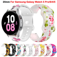 20mm Watch Band for Samsung Galaxy Watch 5 Pro 45mm/4 5 6/Active 2 40mm 44mm/6 Classic 47mm 43mm 42mm 46mm Silicone Watch Strap