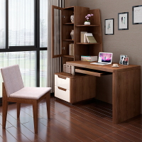 臺式電腦桌家用臥室學習桌辦公書桌椅實木寫字臺北歐書架書櫃一體