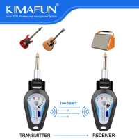 KIMAFUN 2.4G 4 Channels Wireless Microphone System for Electronic Guitar Electric Bass Violin Online Teaching Musicians Performe