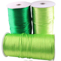 1.5mm Chinese Knot Braided Rope Green Silk Macrame Satin Cord Weave Jewelry Findings Beading Decorative Thread Handmade DIY