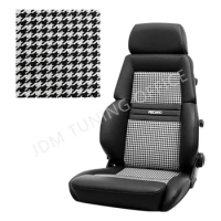 Black Checkered Recaro Fabric Classic LS LX Seats, Decorative Grille, JDM Car Style, Retro Fashion, 1 Meter x 1.5 Meter